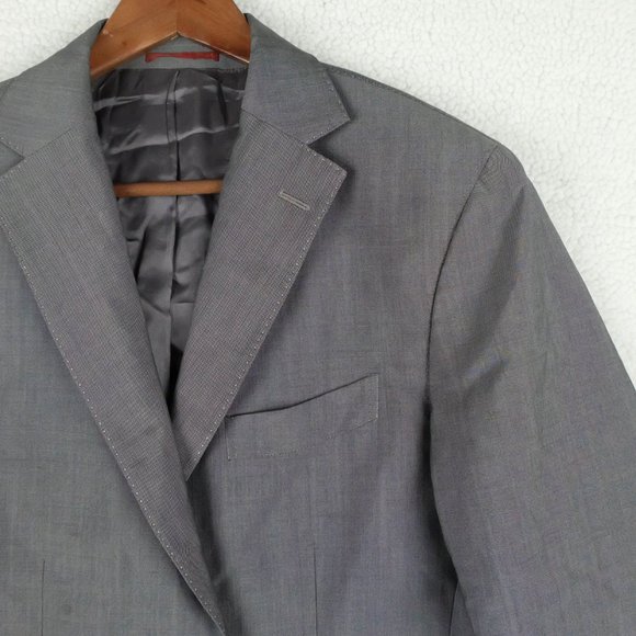 Massimo Dutti Blazer Jacket Mens 40R Gray Two Button Double Vented Wool - Picture 2 of 16